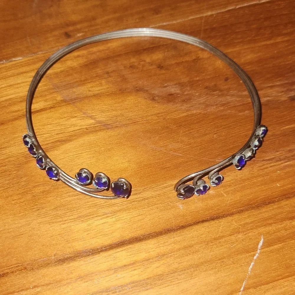 VintageâOpen Collar Choker Necklace BlueâInsets